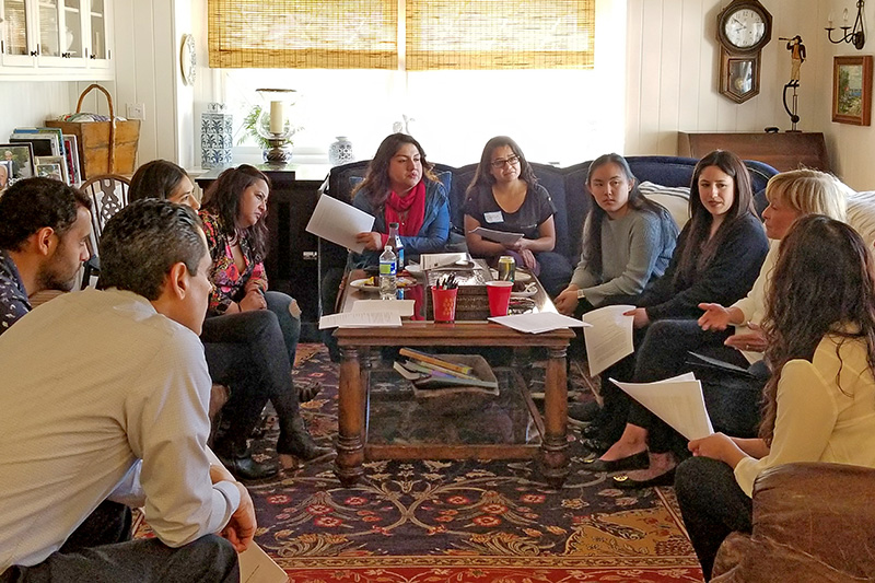 Alumna Claire Towle MSW '90 hosts SCupper for our students at her home.