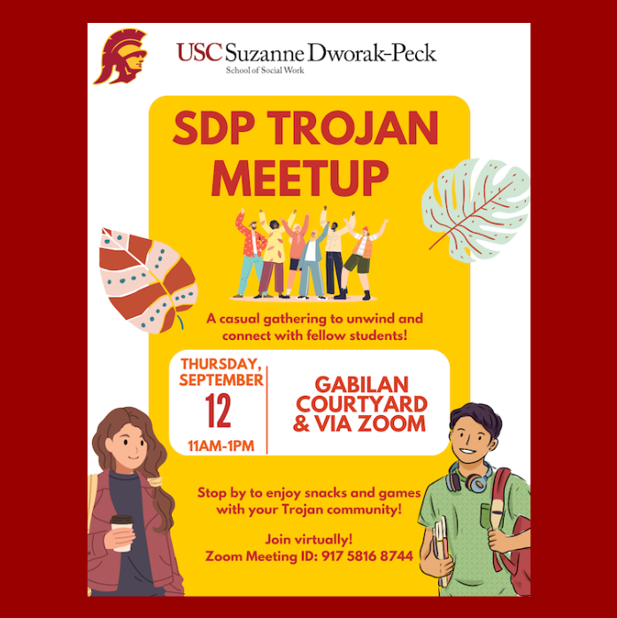 Flyer for SDP Trojan Meetup duplicating text event information