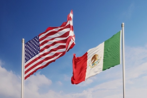 us and mexican flags