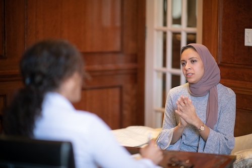 Two women having a discussion