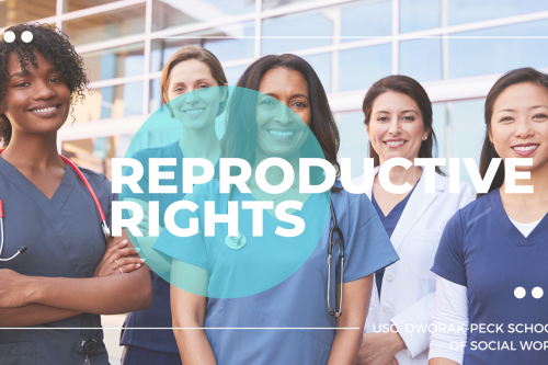 healthcare professionals with text reading "Reproductive Rights"