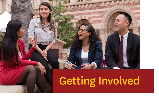 Group of four people with caption of Getting Involved