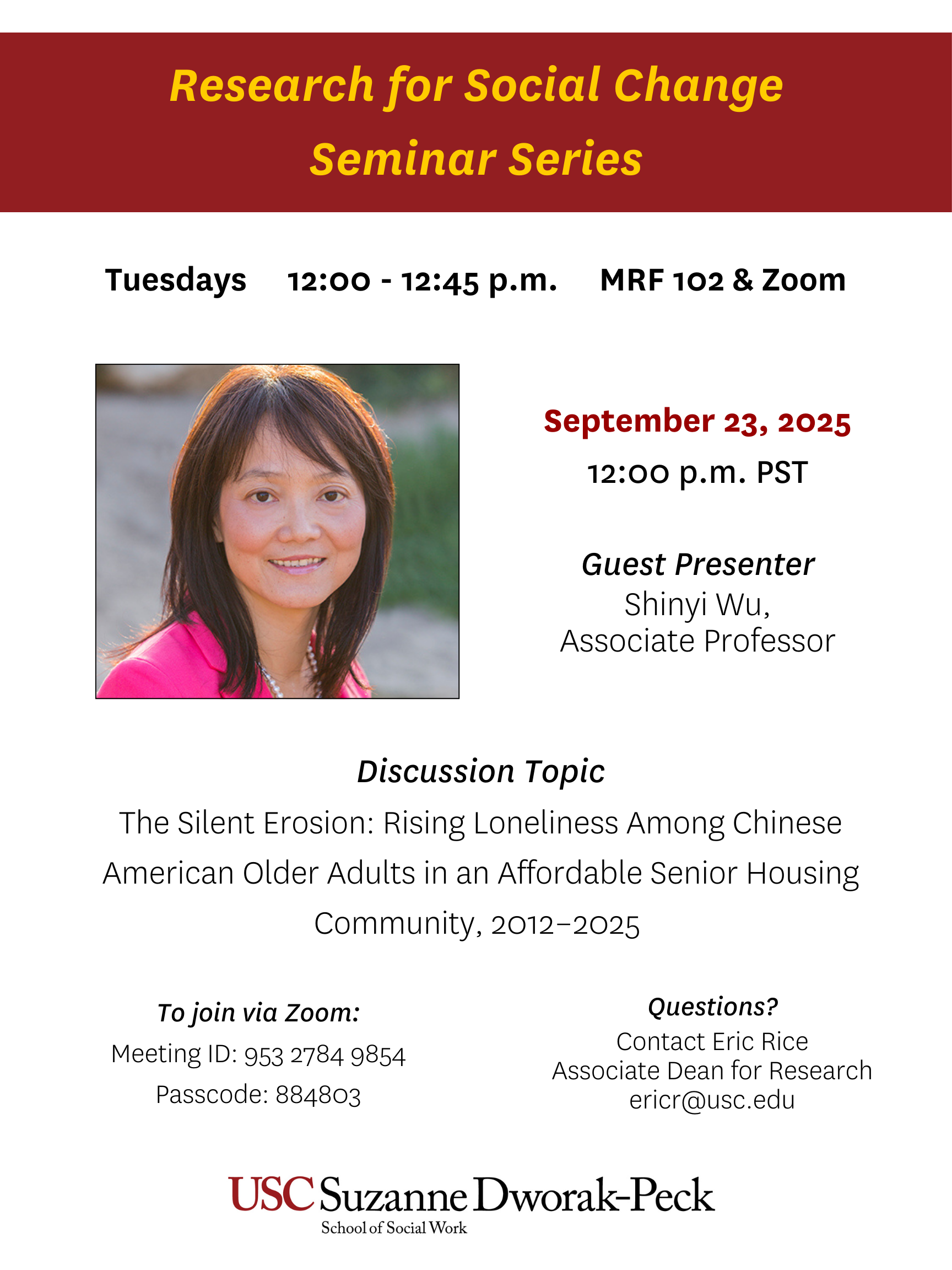 Research for Social Change Seminar Series - 09-23-2025 Wu