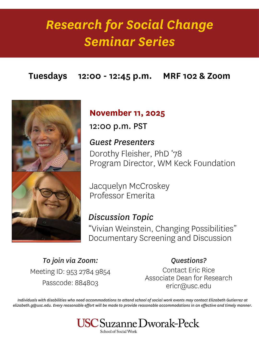 Research for Social Change Seminar Series - 11/11/25