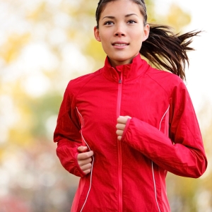 woman running in red