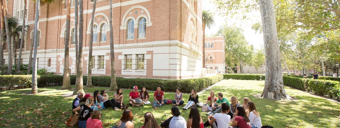 students in the grass