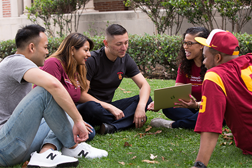 Students on grass